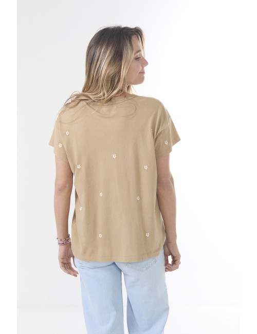 Tee-shirt BOXY CREW W/ Daisy Embroidery