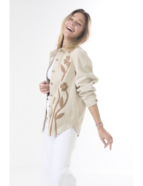 THE FLORAL APPLIQUE Suede Jacket