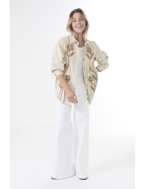 THE FLORAL APPLIQUE Suede Jacket