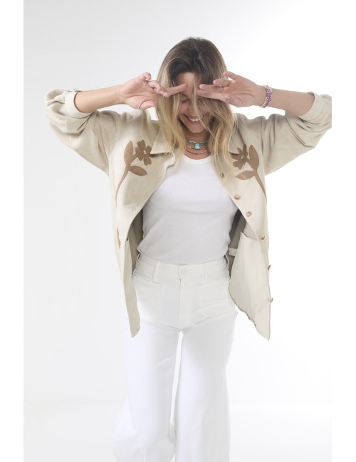 THE FLORAL APPLIQUE Suede Jacket