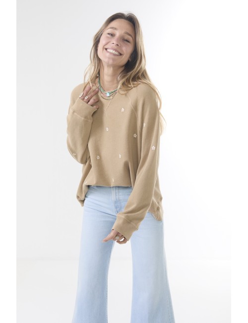 THE SLOUCH Sweat W/ Daisy Embroidery