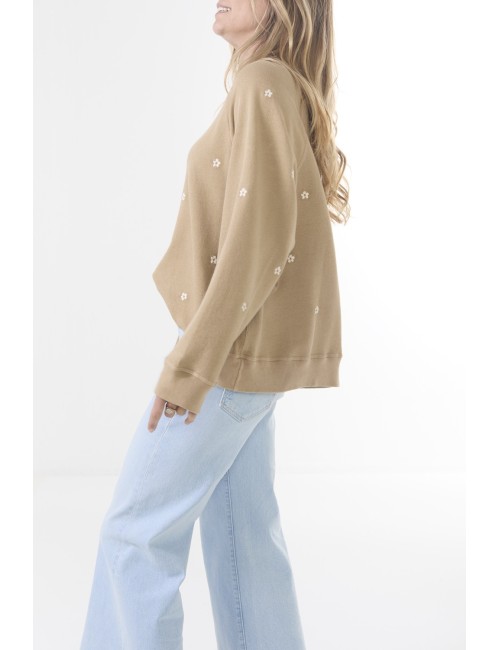 THE SLOUCH Sweat W/ Daisy Embroidery