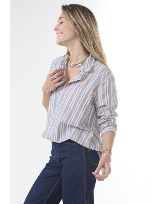 Chemise THE POST TOP - Blue stripes