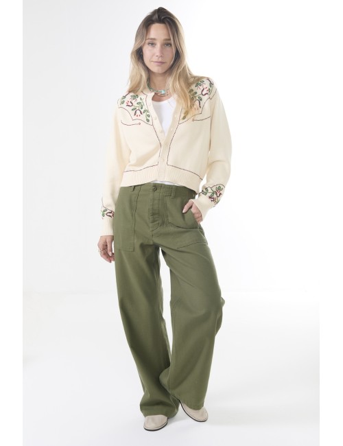 THE WESTERN BEADED Cardigan - Natural
