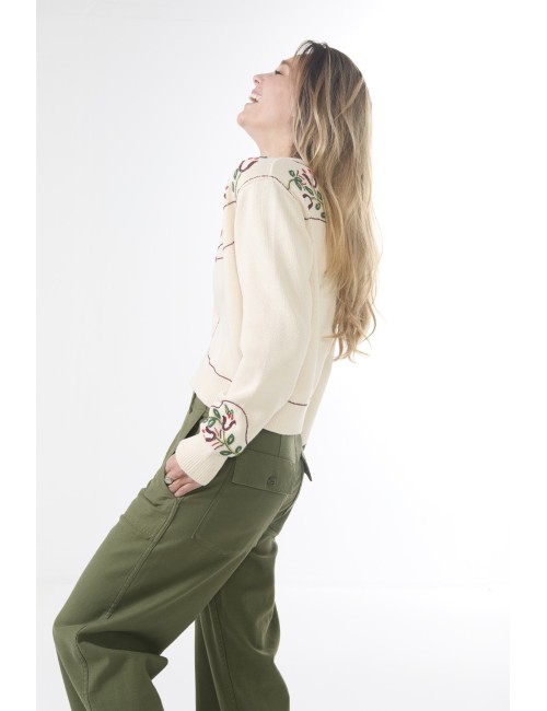 THE WESTERN BEADED Cardigan - Natural
