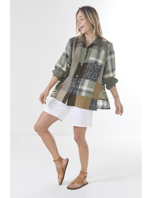 Chemise ELLA Patchwork - Kaki
