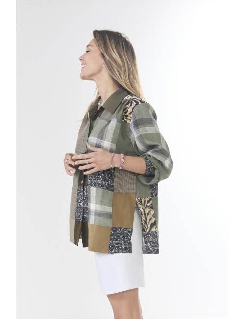 Chemise ELLA Patchwork - Kaki