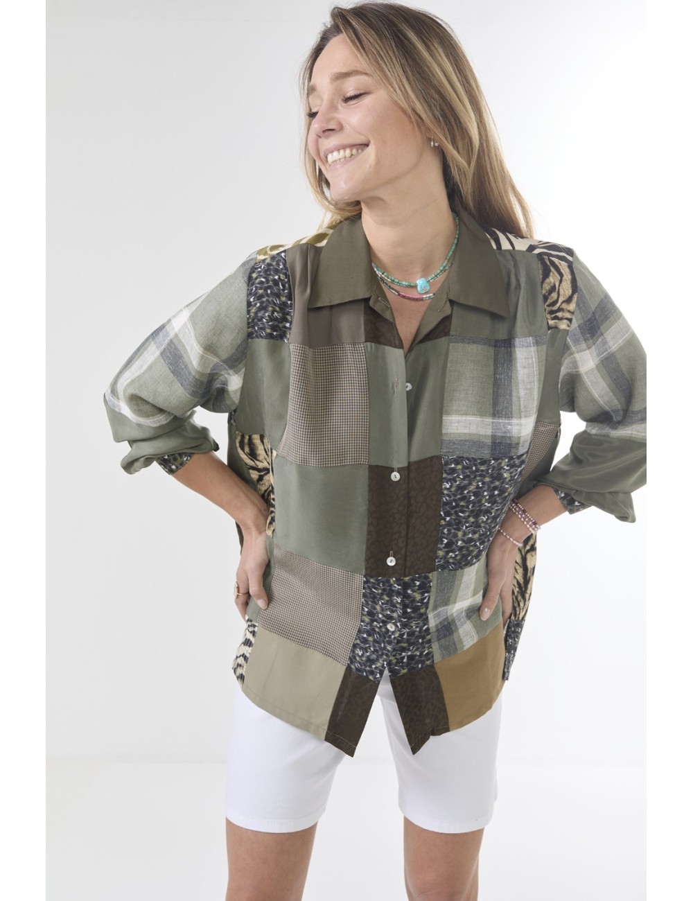 Chemise ELLA Patchwork - Kaki