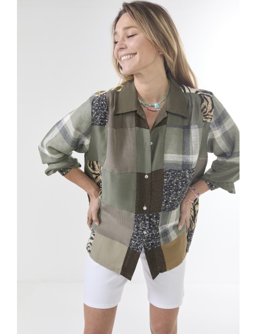 Chemise ELLA Patchwork - Kaki