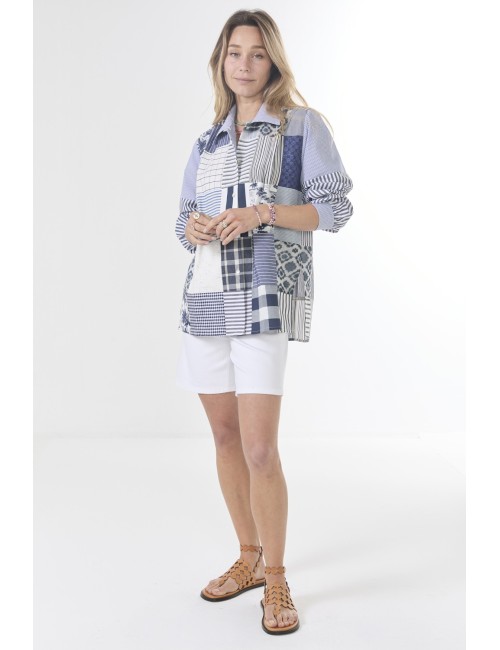 Chemise ELLA Patchwork - Bleu