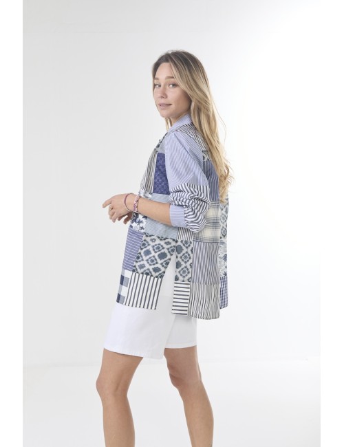 Chemise ELLA Patchwork - Bleu