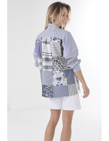 Chemise ELLA Patchwork - Bleu