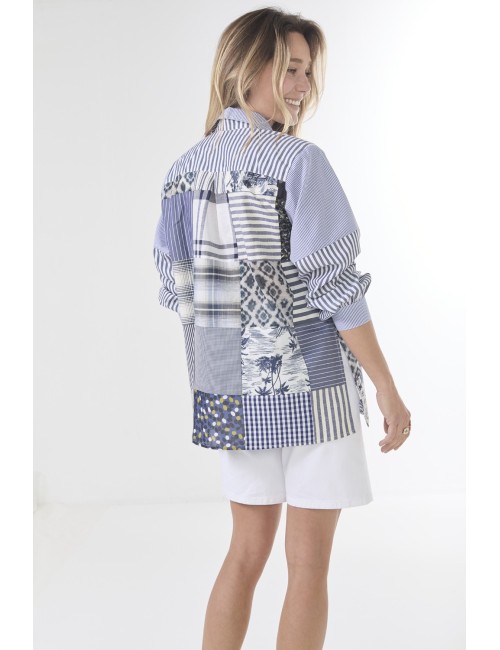 Chemise ELLA Patchwork - Bleu