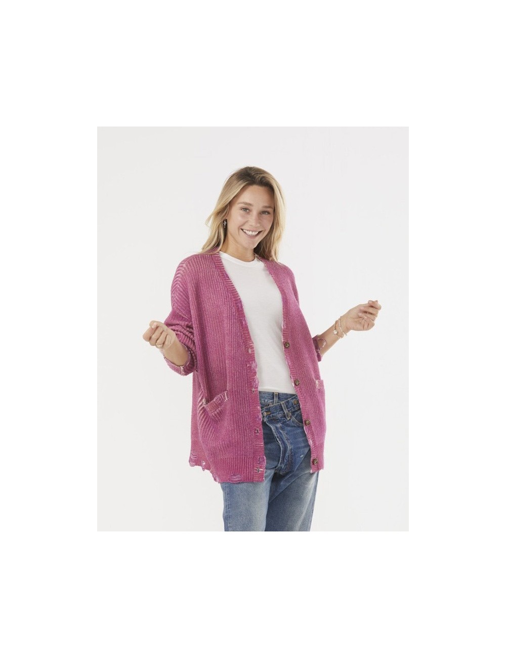 Oversized Cardigan - Raspberry Print