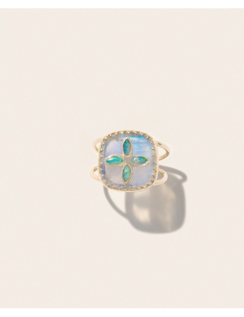 Bague BOWIE 2 - Pierre de Lune, Opale