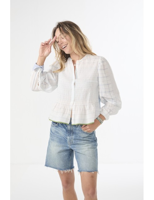 Blouse CAMILLA - Blue Jamdani