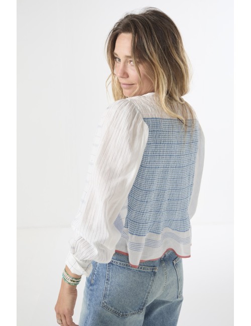 Blouse CAMILLA - Blue Jamdani