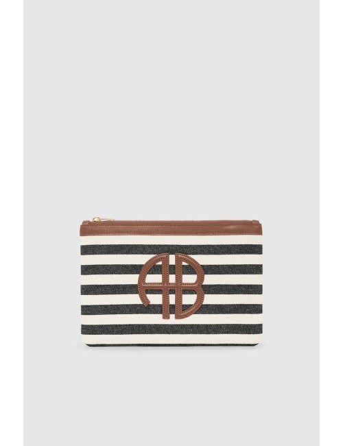 Pochette LILI - Rayé noir & blanc nature