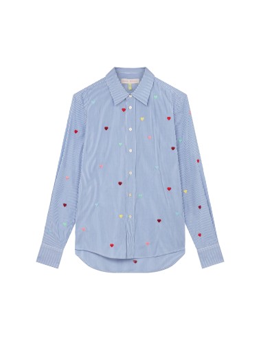 Chemise brodée de cœurs