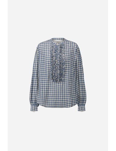 Blouse MAGRITTE - Carreaux marine / écru