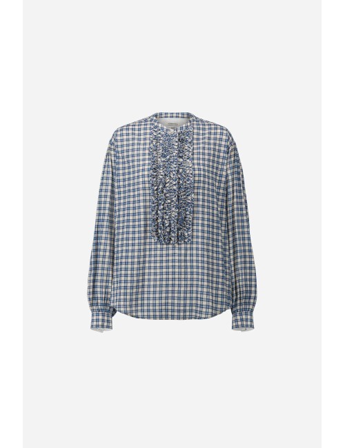 Blouse MAGRITTE - Carreaux marine / écru