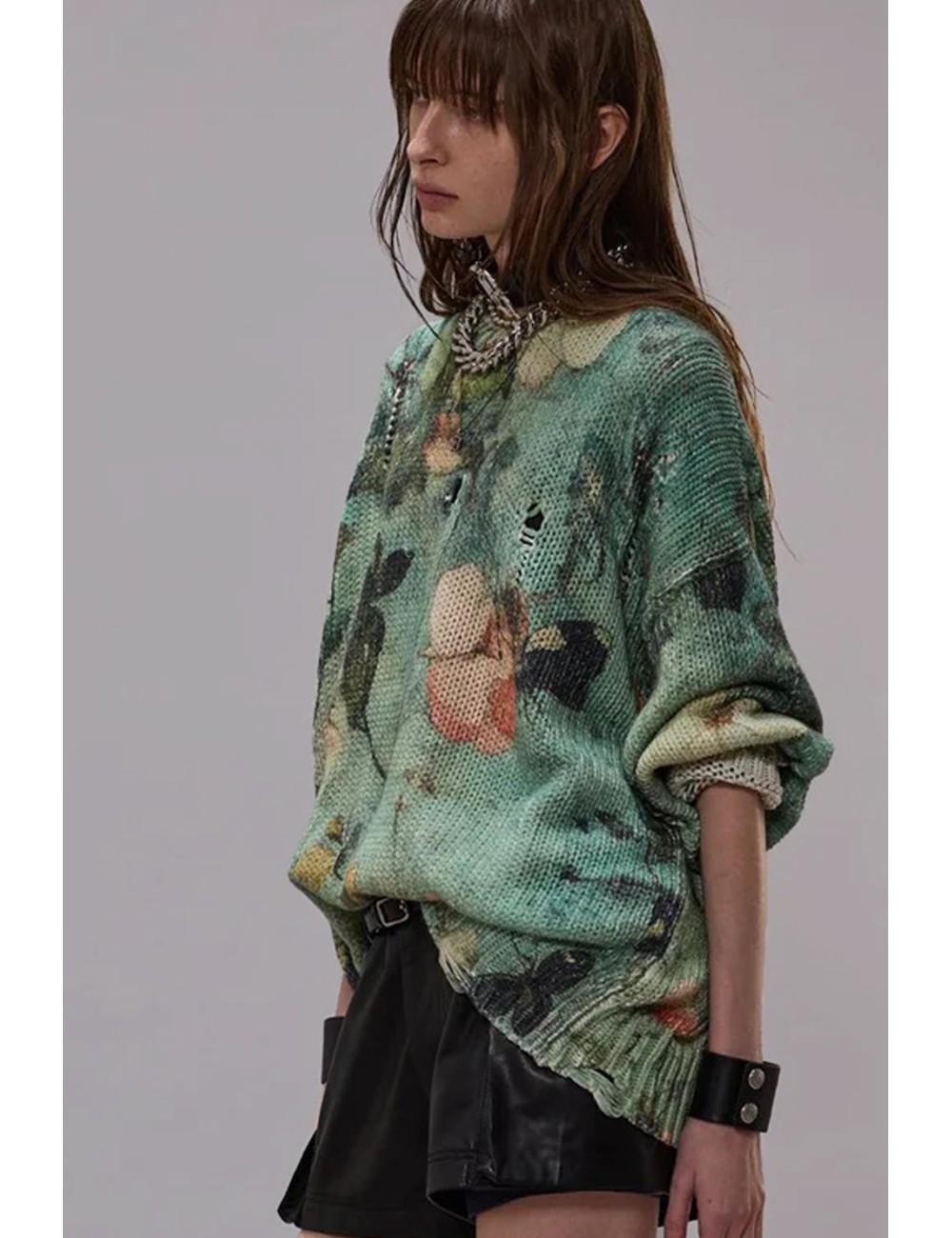 Sweat Oversized - Imprimé Turquoise Floral