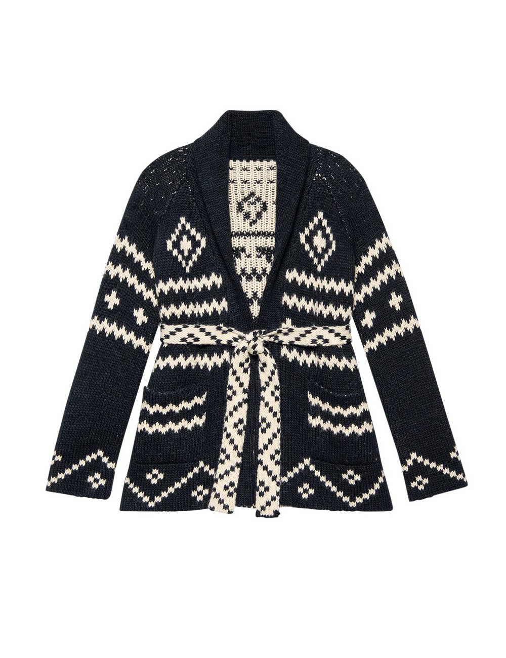 Cardigan SHEPHERD - Marine, Crème, réversible