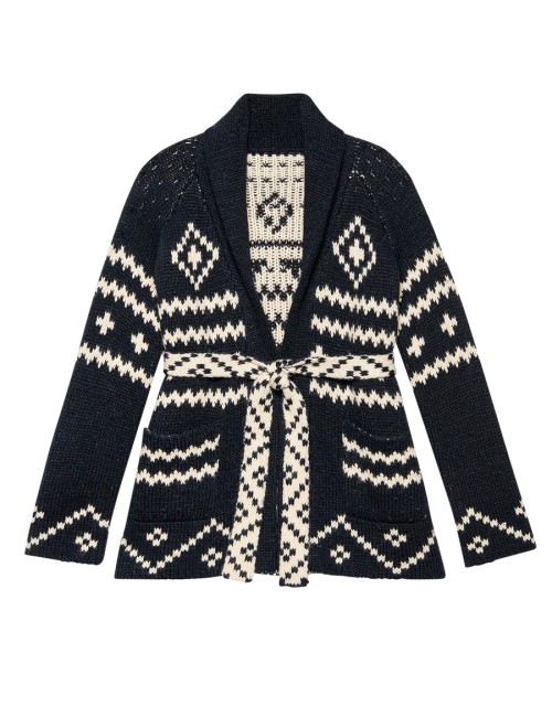 Cardigan SHEPHERD - Marine, Crème, réversible