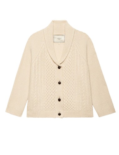 Cardigan CABLE LODGE, cachemire - Crème