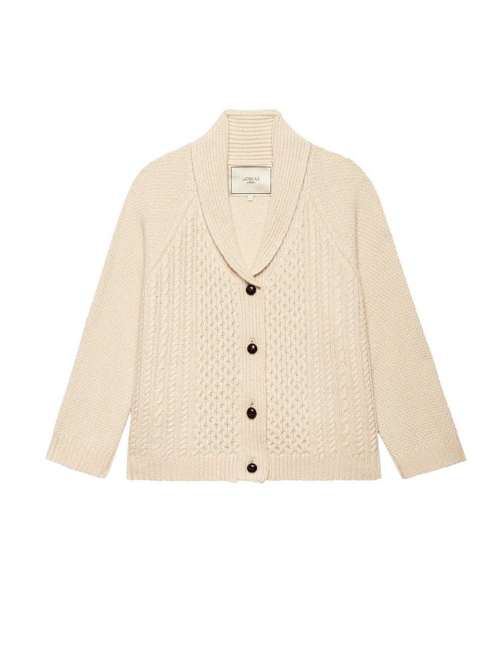 Cardigan CABLE LODGE, cachemire - Crème