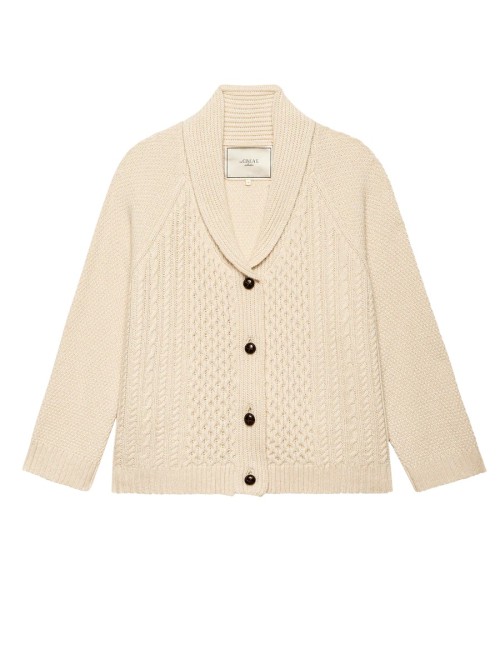 Cardigan CABLE LODGE, cachemire - Crème