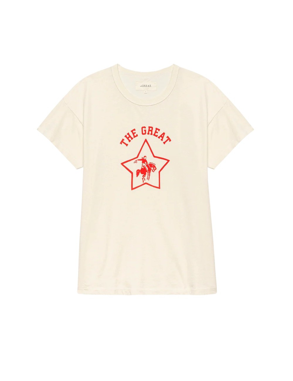 T-shirt BOXY CREW - Blanc, Logo RODEO STAR