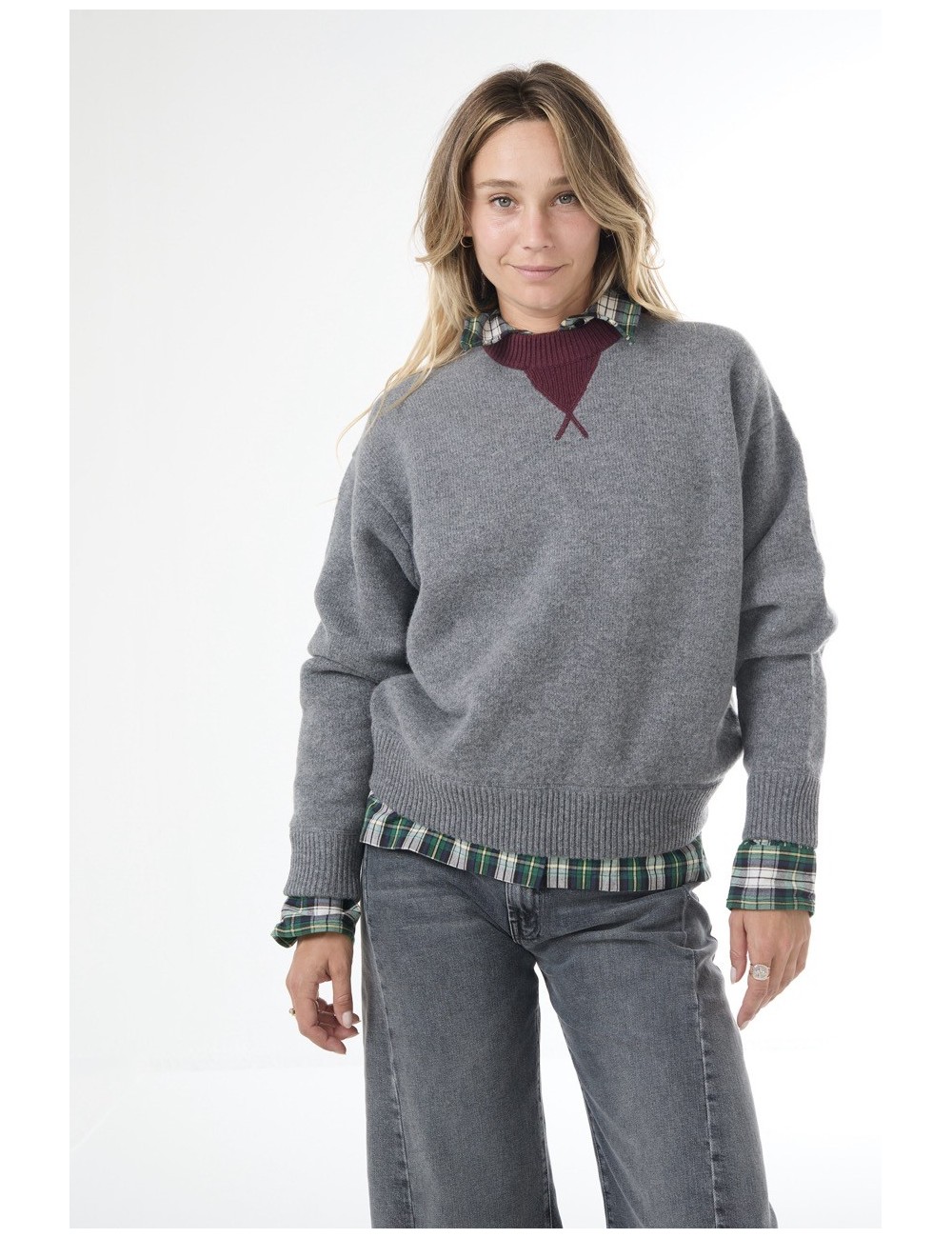 Pull ATTILA - Gris et Bordeaux