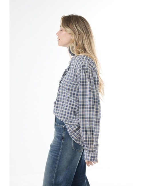 Blouse MAGRITTE - Carreaux marine / écru