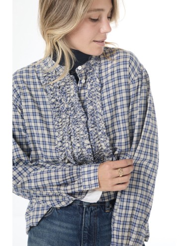 Blouse MAGRITTE - Carreaux marine / écru