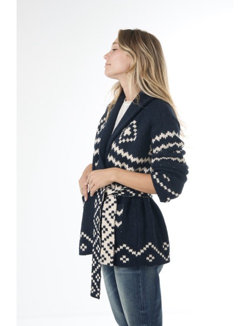 Cardigan SHEPHERD - Marine, Crème, réversible