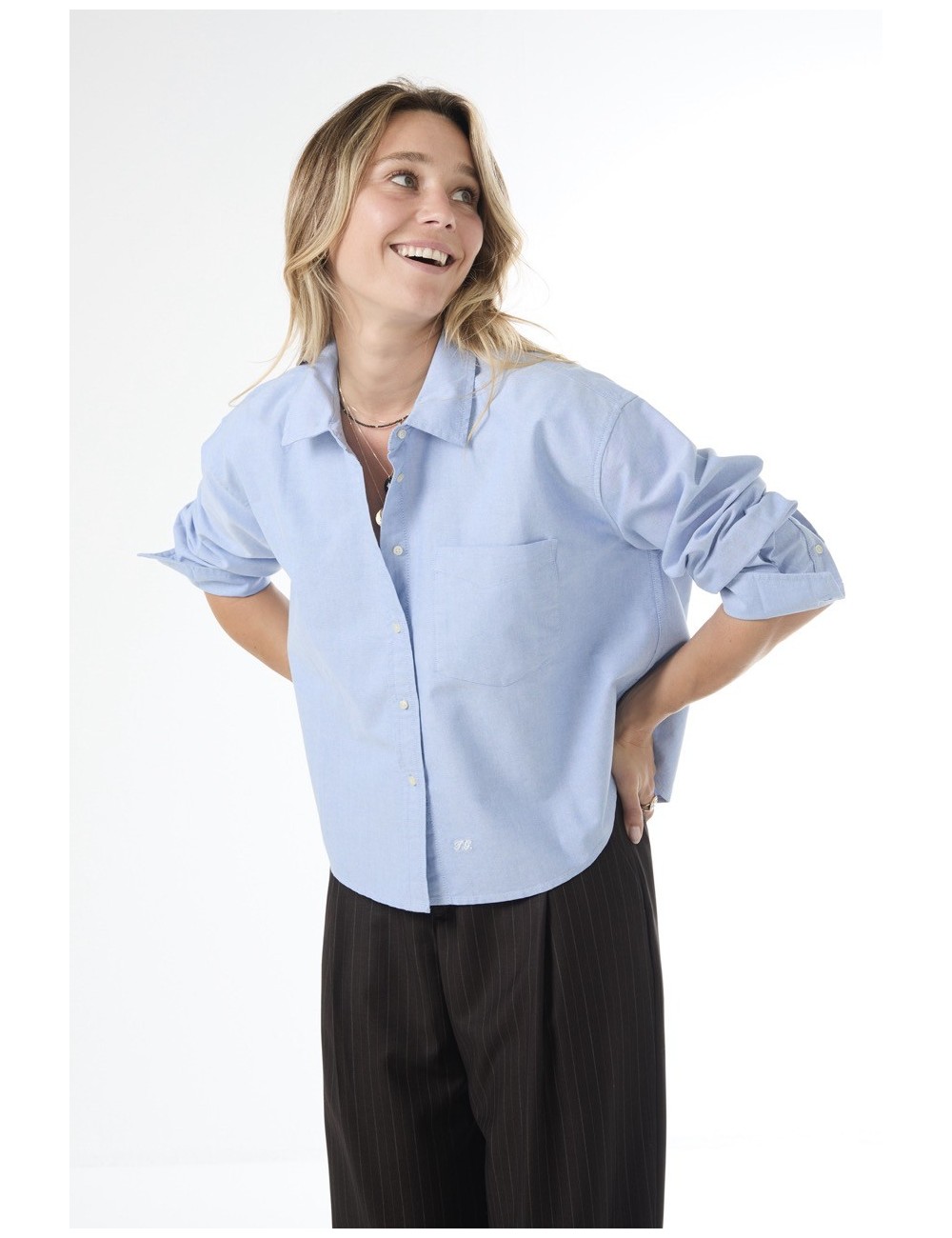 Chemise CROPPED OXFORD - Bleu