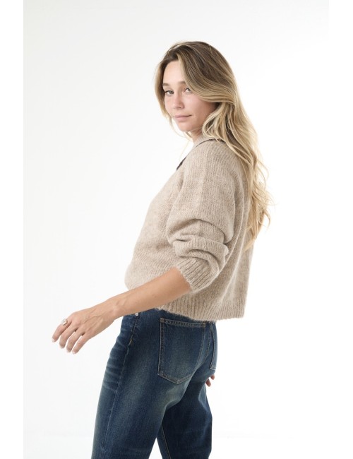 Pullover CROCHET COLLAR - Avoine, Marron