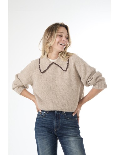 Pullover CROCHET COLLAR - Avoine, Marron