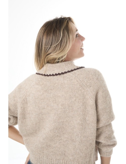 Pullover CROCHET COLLAR - Avoine, Marron