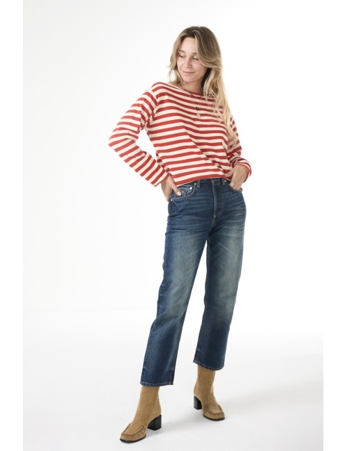 Sweat SAILOR - Rouge, rayé