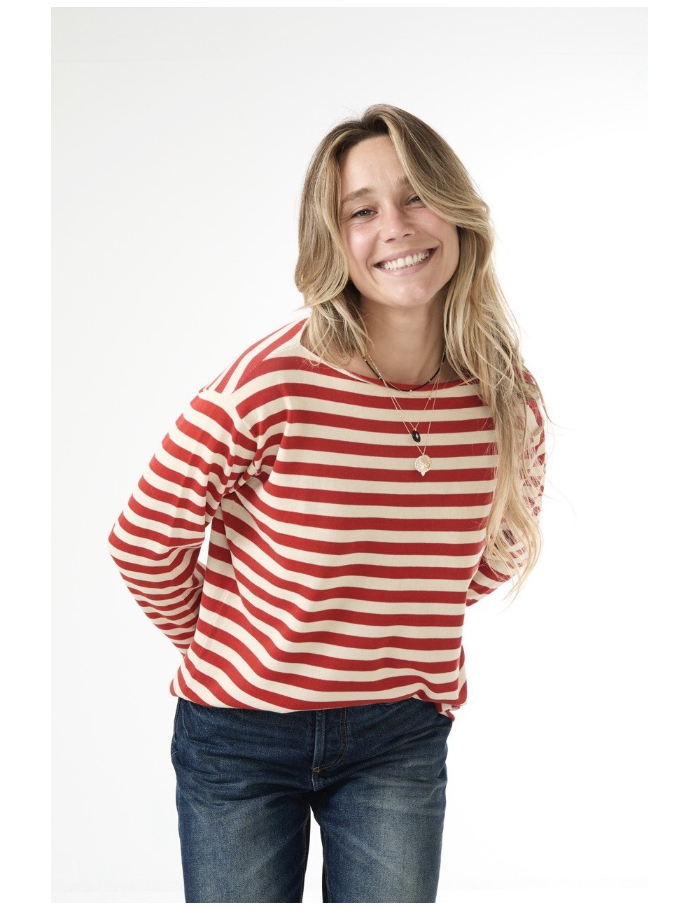 Sweat SAILOR - Rouge, rayé