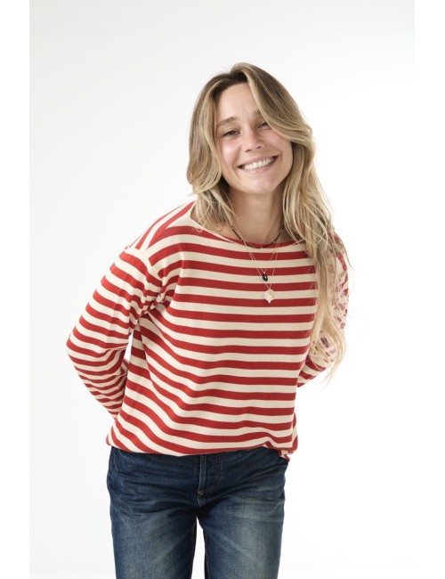 Sweat SAILOR - Rouge, rayé