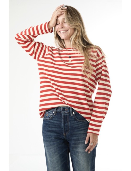 Sweat SAILOR - Rouge, rayé