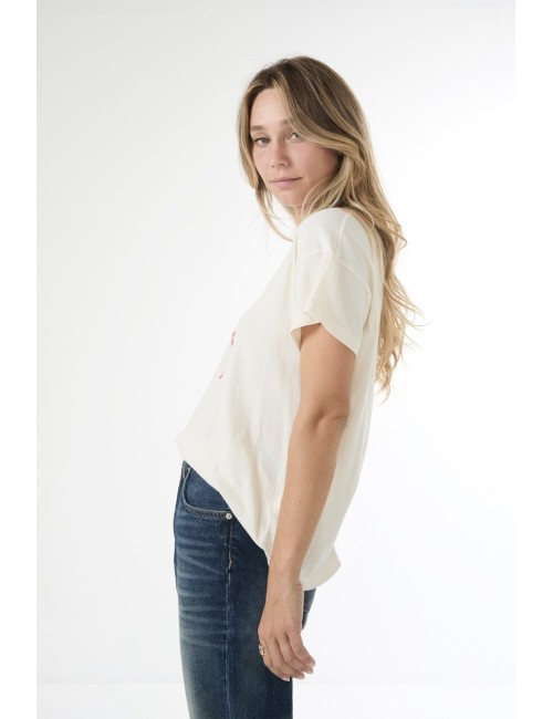 T-shirt BOXY CREW - Blanc, Logo RODEO STAR