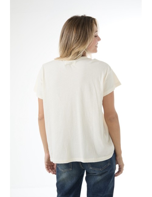 T-shirt BOXY CREW - Blanc, Logo RODEO STAR