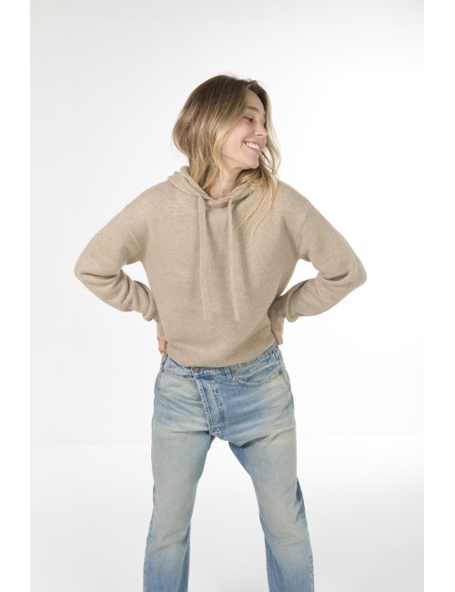 Hoodie cachemire COLLEGIATE - Taupe