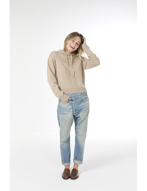 Hoodie cachemire COLLEGIATE - Taupe