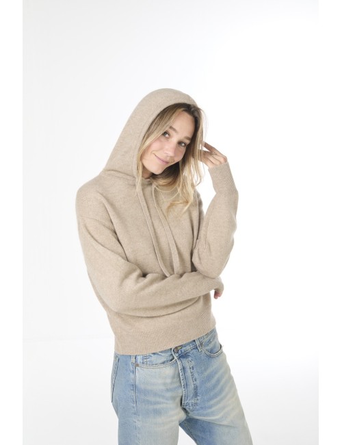 Hoodie cachemire COLLEGIATE - Taupe