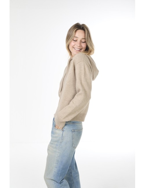 Hoodie cachemire COLLEGIATE - Taupe